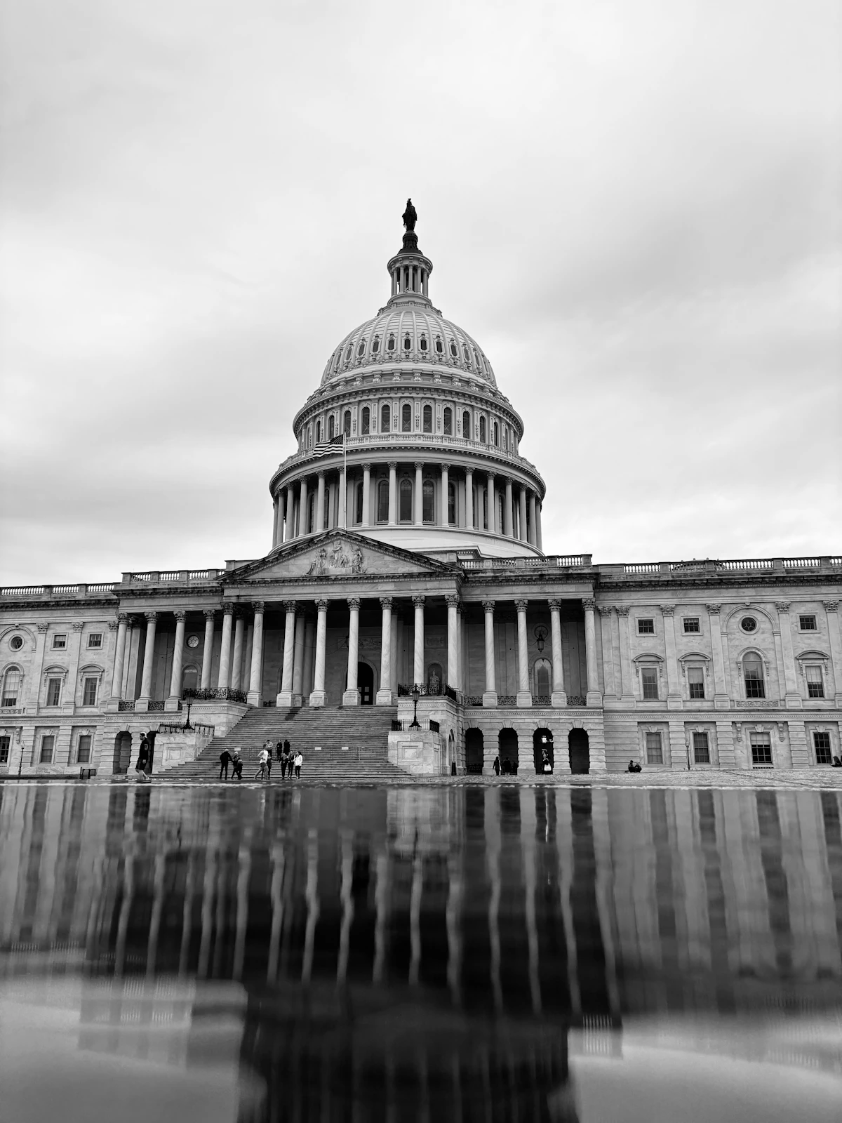 United States Capitol reflected in water; illustrative public-sector architecture